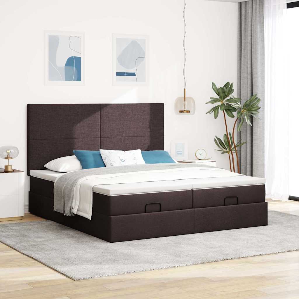 osmannisk sengeramme med madrasser 160x200 cm stof mørkebrun