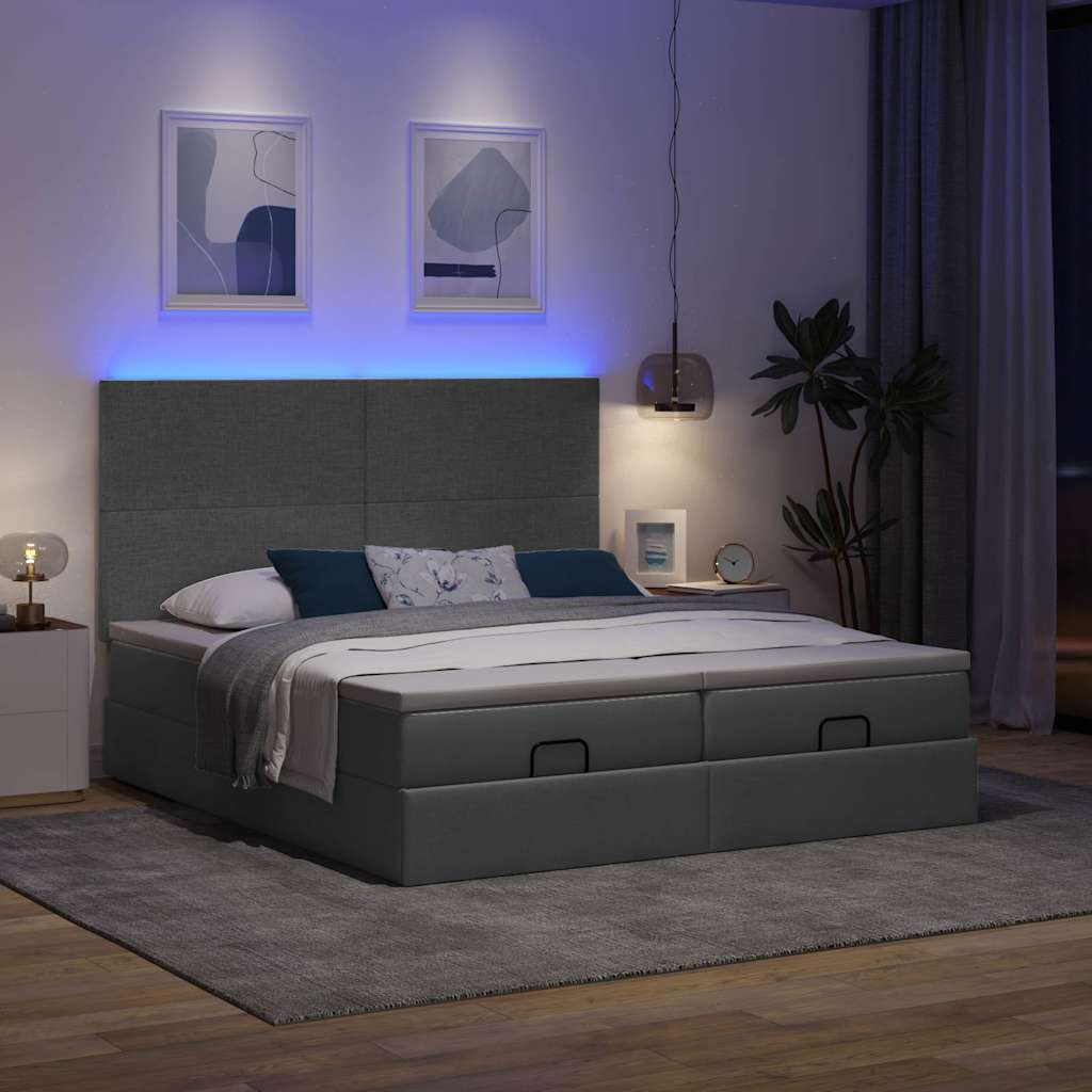 osmannisk sengeramme med madrasser 180x200 cm stof mørkegrå