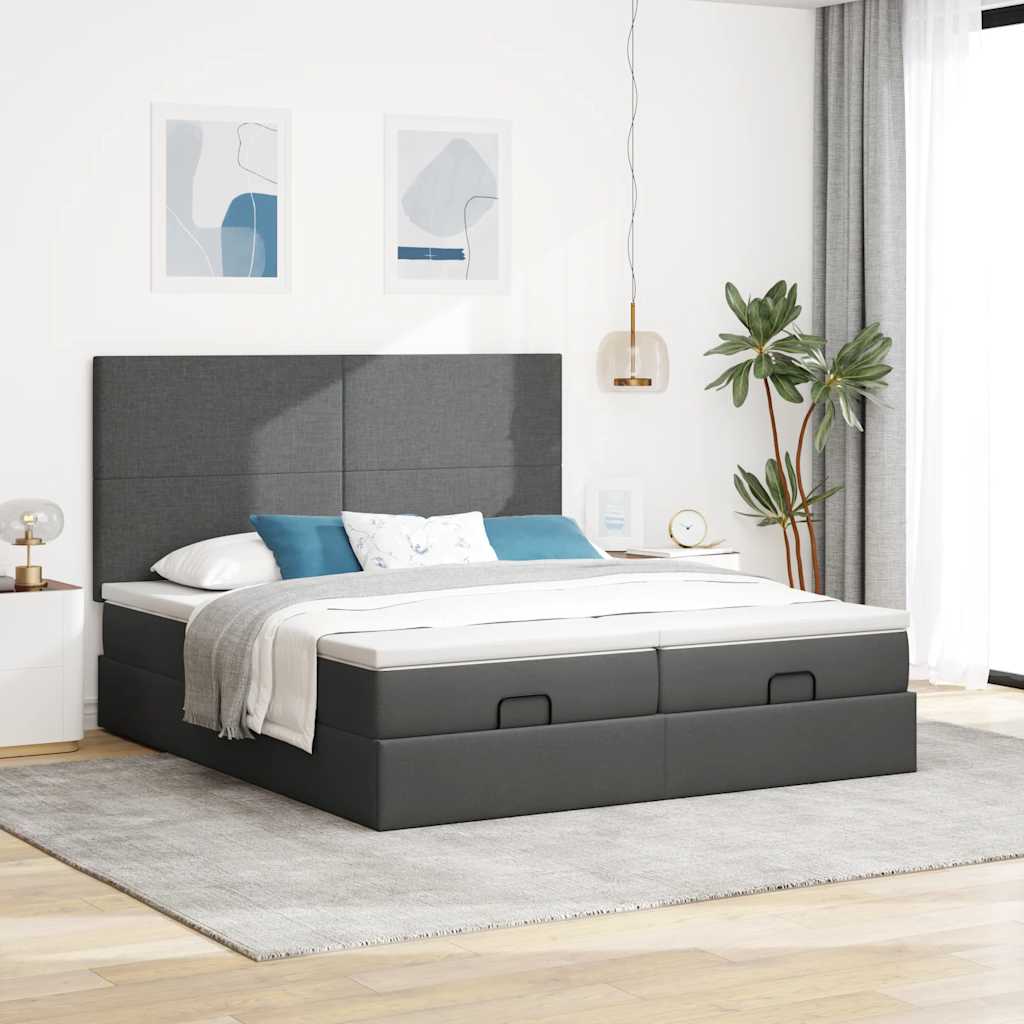 osmannisk sengeramme med madrasser 180x200 cm stof mørkegrå