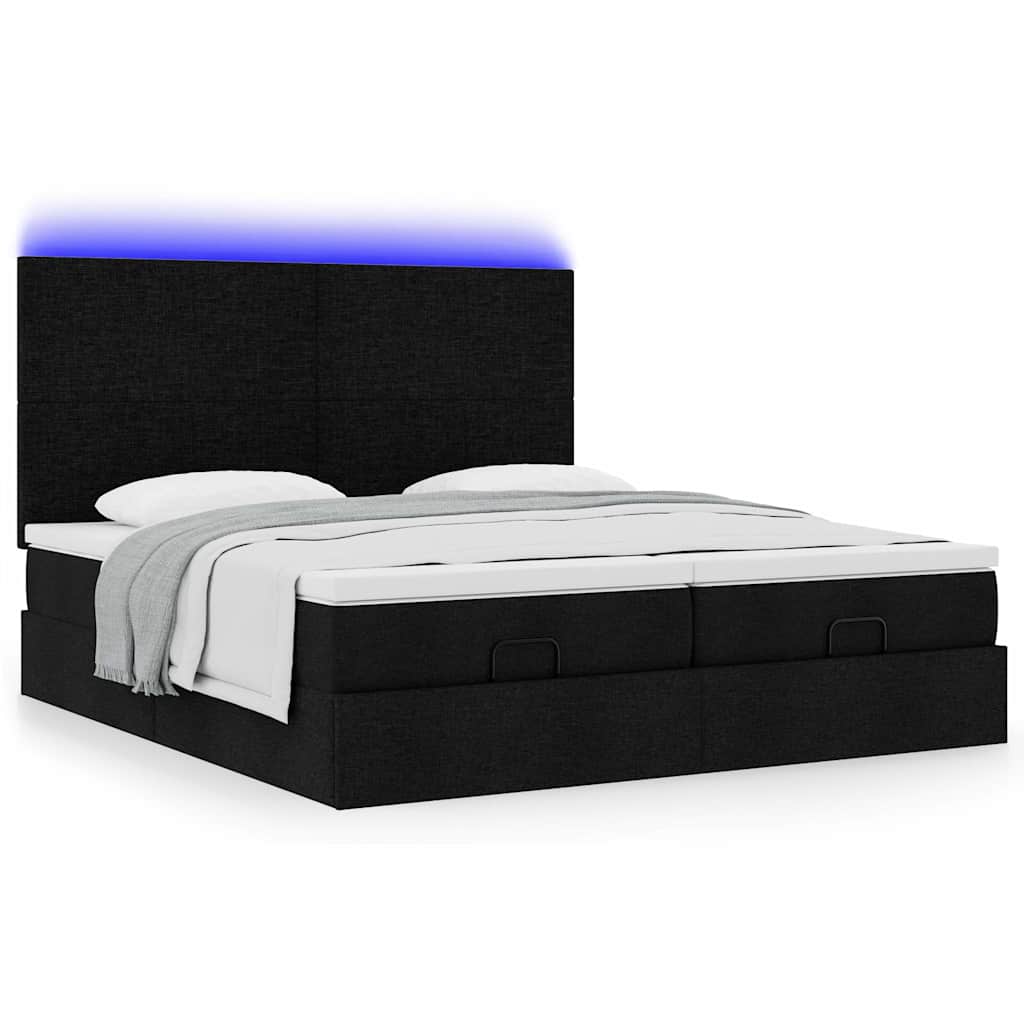 osmannisk sengeramme med madrasser 180x200 cm stof sort