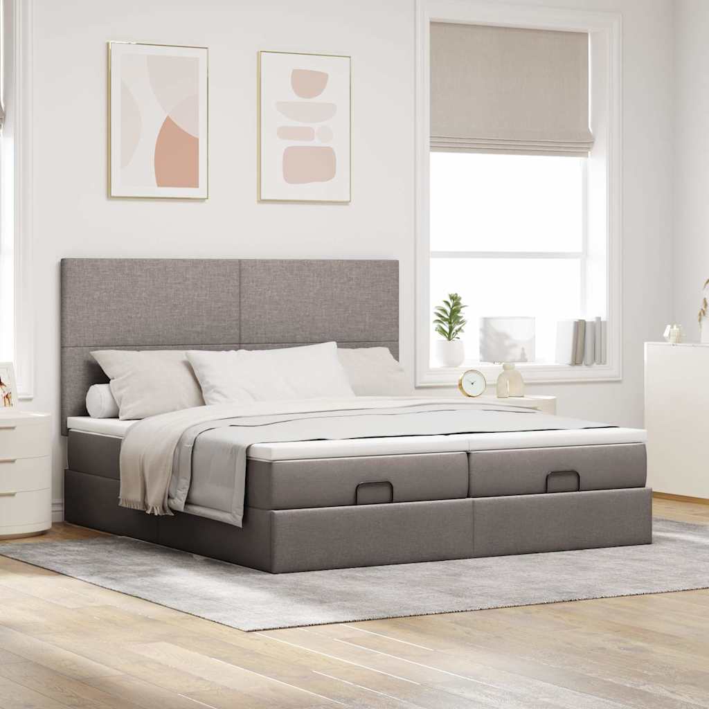 osmannisk sengeramme med madrasser 180x200 cm stof gråbrun