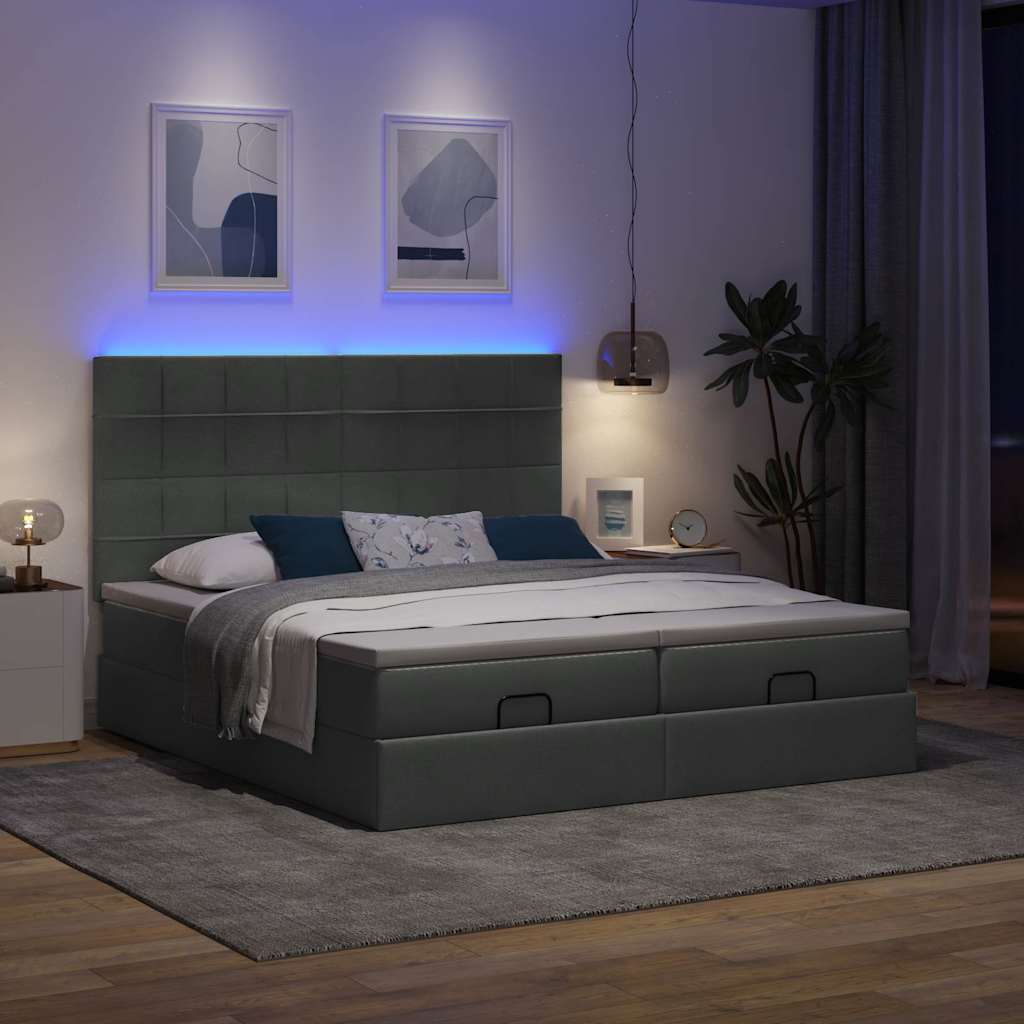 osmannisk sengeramme med madrasser 160x200 cm stof mørkegrå