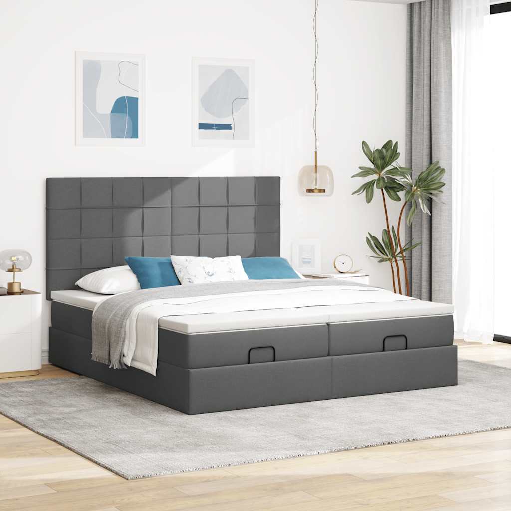 osmannisk sengeramme med madrasser 160x200 cm stof mørkegrå