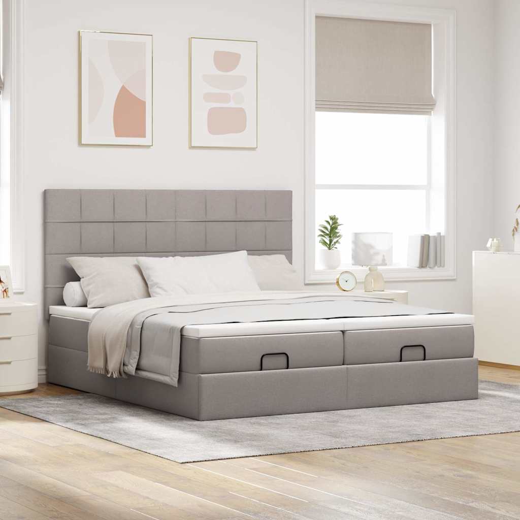 osmannisk sengeramme med madrasser 160x200 cm stof gråbrun