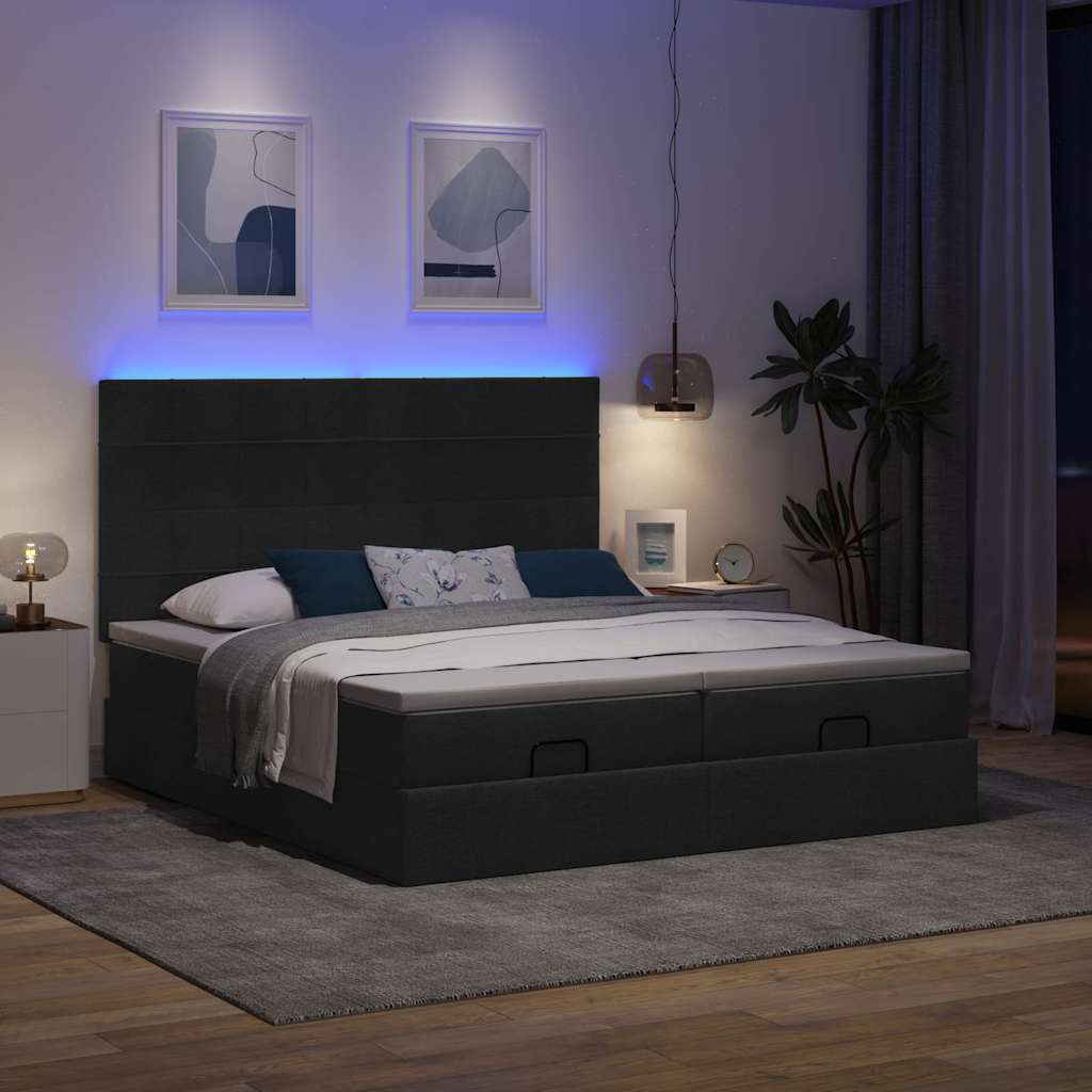 osmannisk sengeramme med madrasser 180x200 cm stof sort