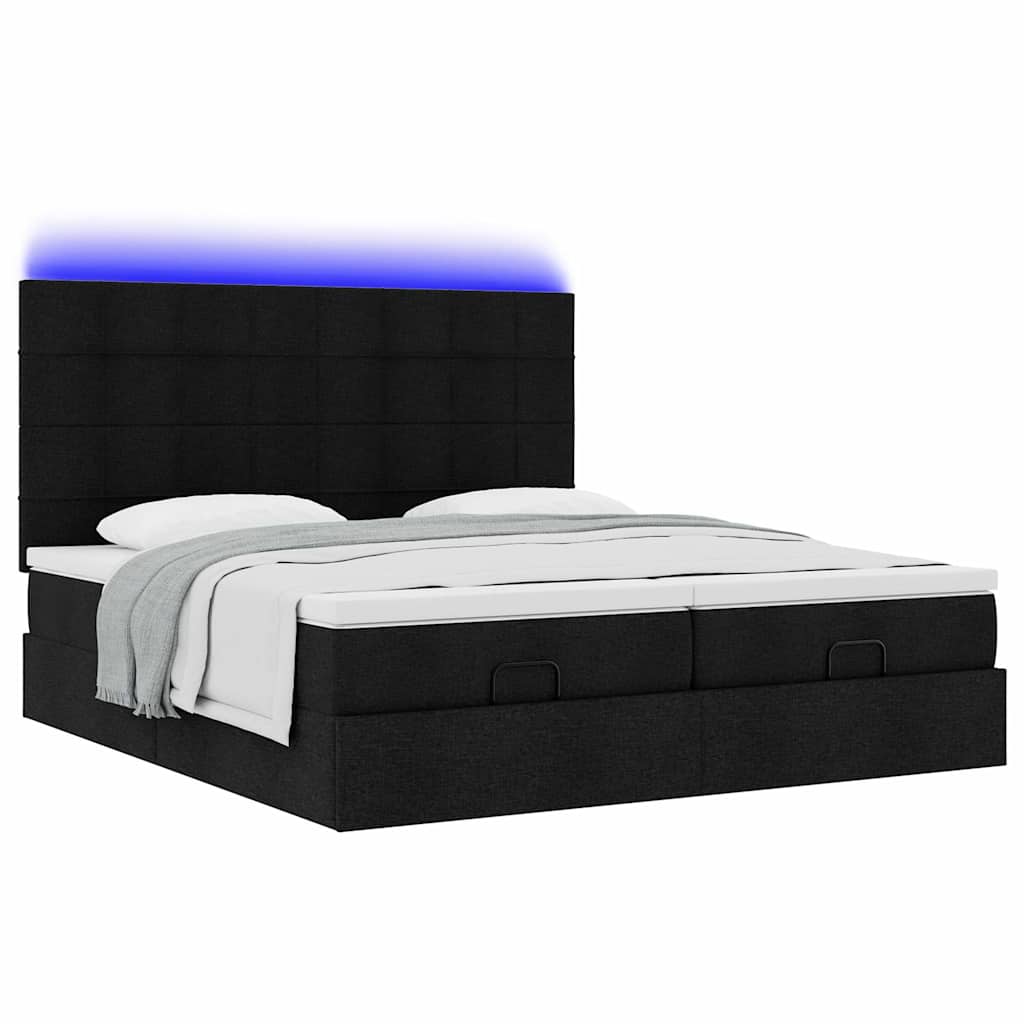 osmannisk sengeramme med madrasser 180x200 cm stof sort