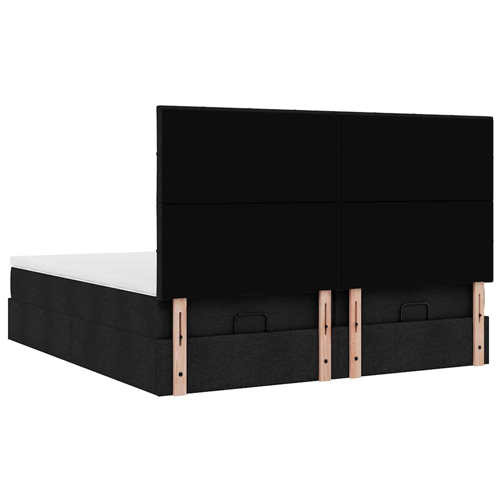 osmannisk sengeramme med madrasser 180x200 cm stof sort