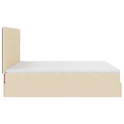 osmannisk sengeramme med madrasser 200x200 cm stof cremefarvet