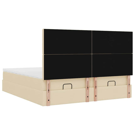 osmannisk sengeramme med madrasser 160x200 cm stof cremefarvet