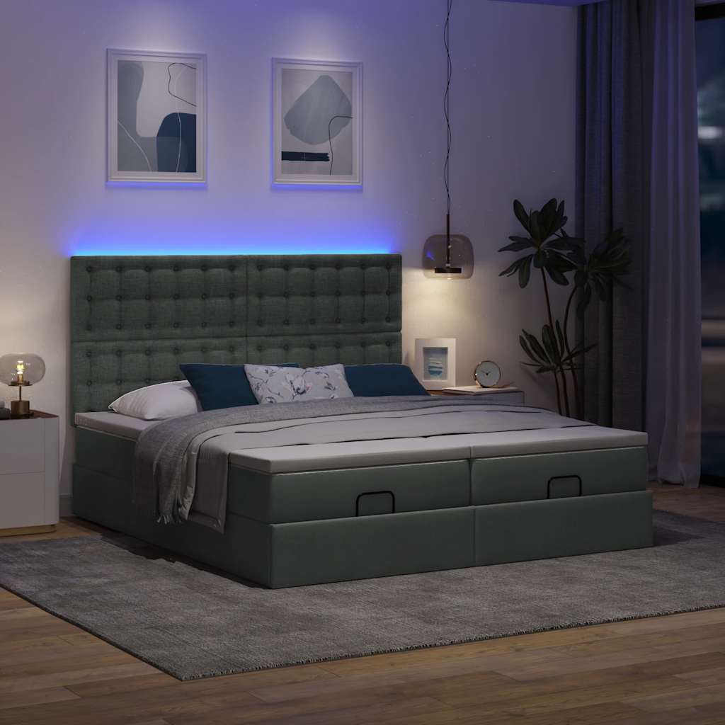 osmannisk sengeramme med madrasser 180x200 cm stof mørkegrå