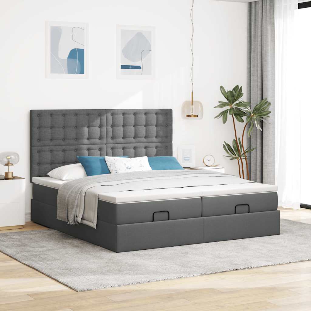 osmannisk sengeramme med madrasser 180x200 cm stof mørkegrå