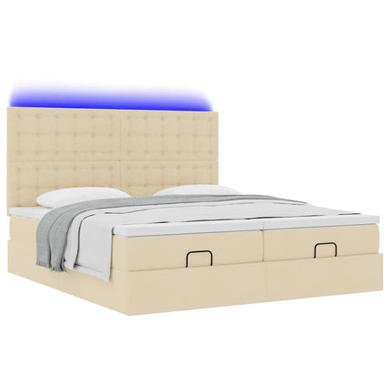 osmannisk sengeramme med madrasser 180x200 cm stof cremefarvet