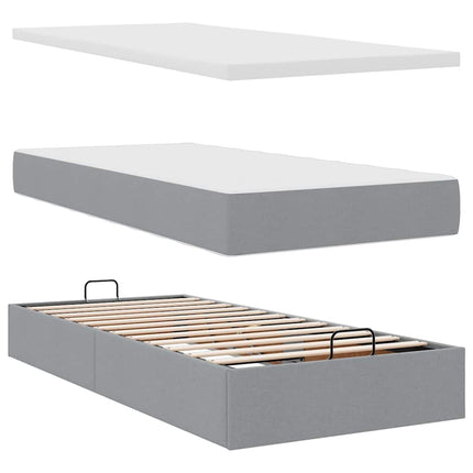 osmannisk sengeramme med madrasser 200x200 cm stof lysegrå