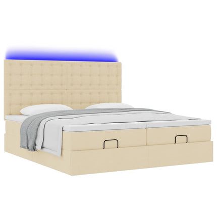osmannisk sengeramme med madrasser 200x200 cm stof cremefarvet