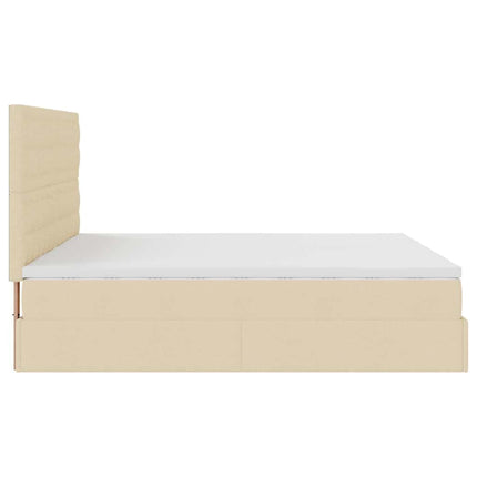 osmannisk sengeramme med madrasser 200x200 cm stof cremefarvet