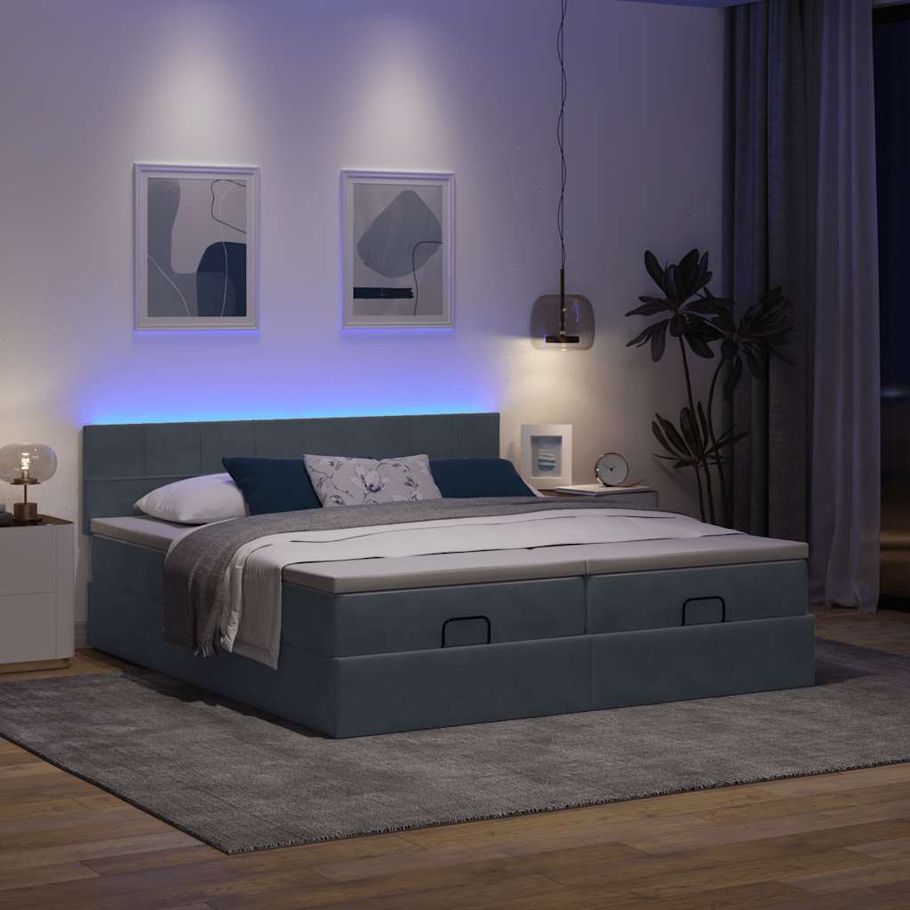 osmannisk sengeramme med madrasser 160x200 cm fløjl mørkegrå