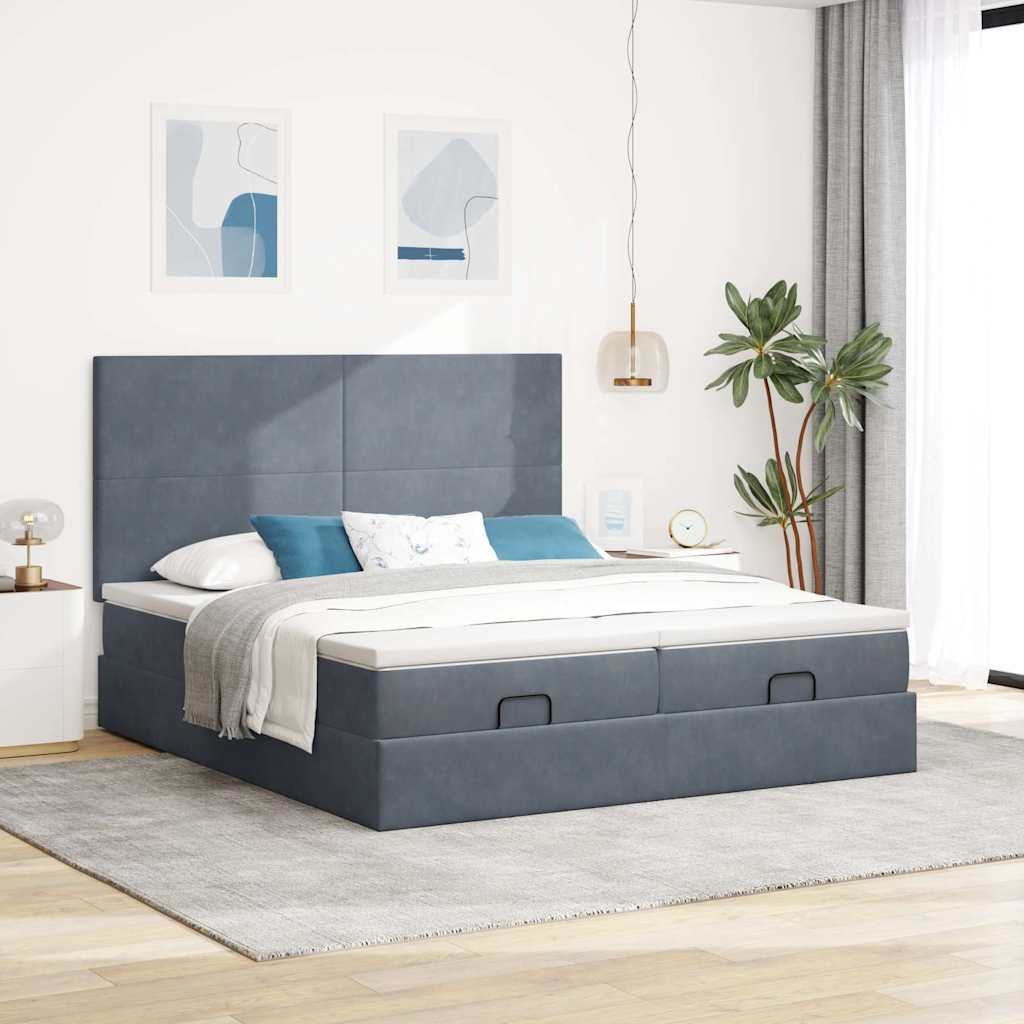 osmannisk sengeramme med madrasser 160x200 cm fløjl mørkegrå