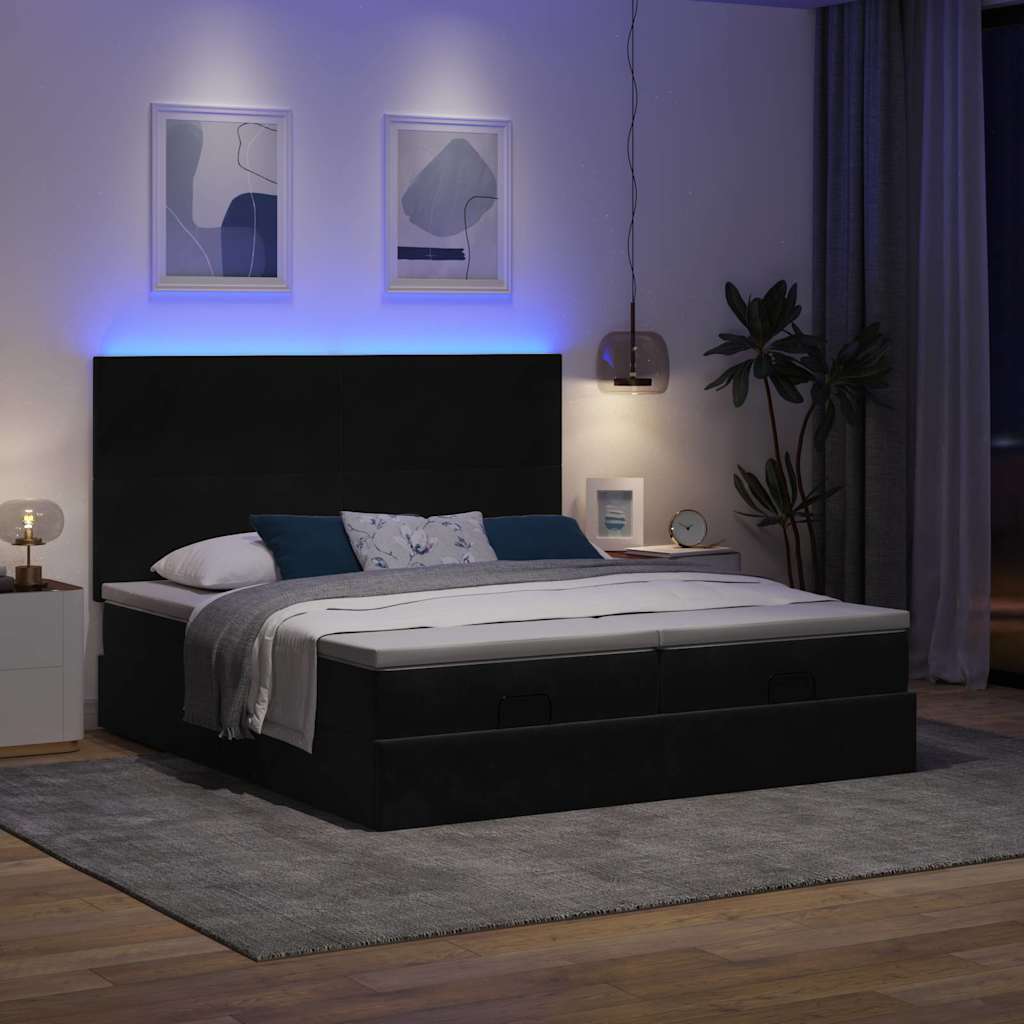 osmannisk sengeramme med madrasser 160x200 cm fløjl sort