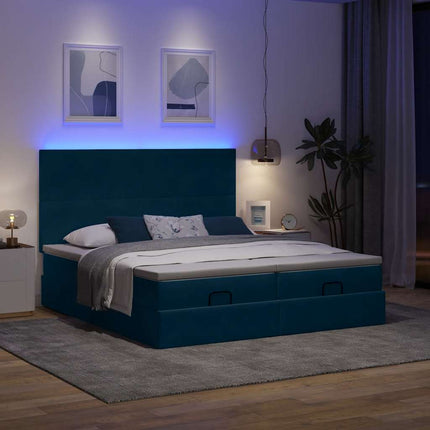 osmannisk sengeramme med madrasser 160x200 cm fløjl mørkeblå