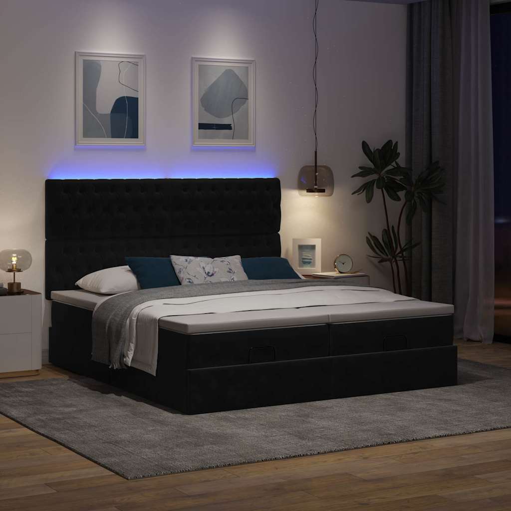 osmannisk sengeramme med madrasser 200x200 cm fløjl sort