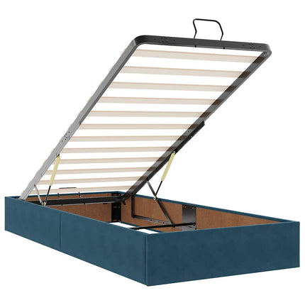 Ottoman seng med madrasser & LEDs Mørkeblå 200x200cm Fløjl