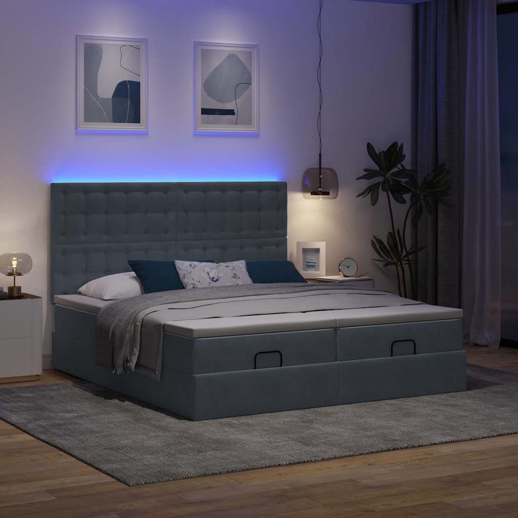 osmannisk sengeramme med madrasser 160x200 cm fløjl mørkegrå