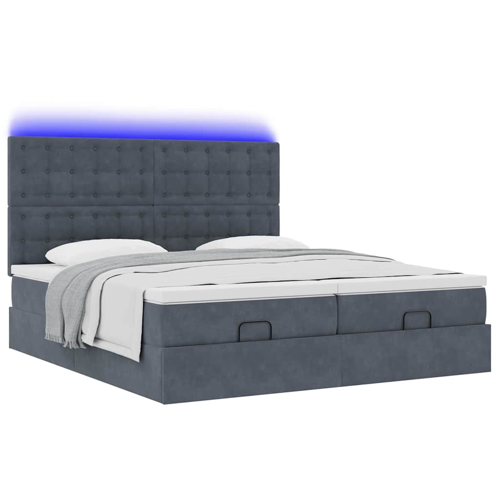 osmannisk sengeramme med madrasser 160x200 cm fløjl mørkegrå