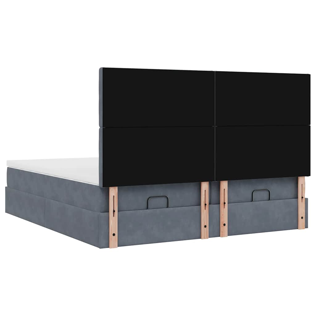 osmannisk sengeramme med madrasser 160x200 cm fløjl mørkegrå