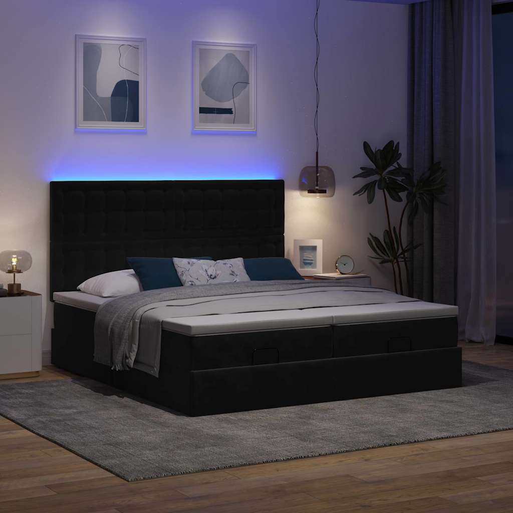 osmannisk sengeramme med madrasser 160x200 cm fløjl sort