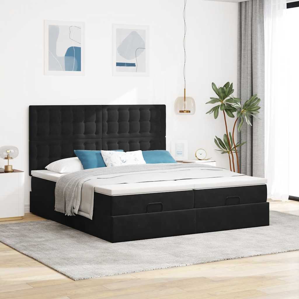 osmannisk sengeramme med madrasser 160x200 cm fløjl sort