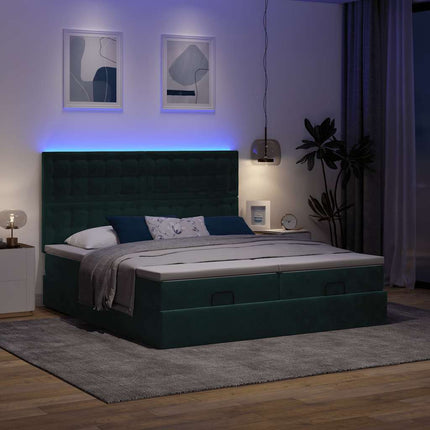 osmannisk sengeramme med madrasser 160x200 cm fløjl mørkegrøn