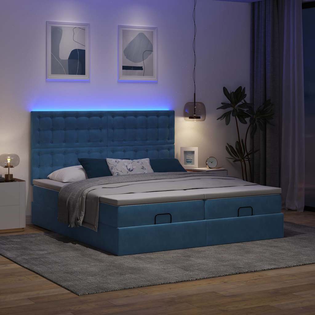 osmannisk sengeramme med madrasser 160x200 cm fløjl mørkeblå