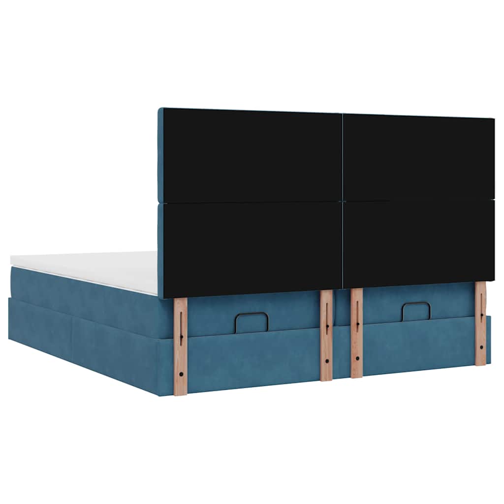 osmannisk sengeramme med madrasser 160x200 cm fløjl mørkeblå