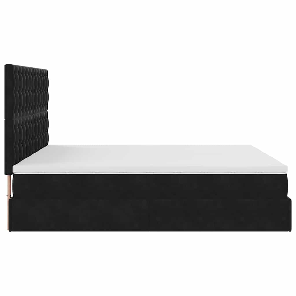 osmannisk sengeramme med madrasser 200x200 cm fløjl sort