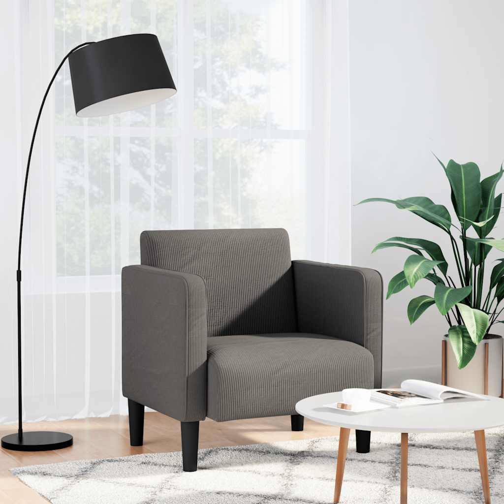 sofastol med armlæn 54 cm fløjlsstof lysegrå