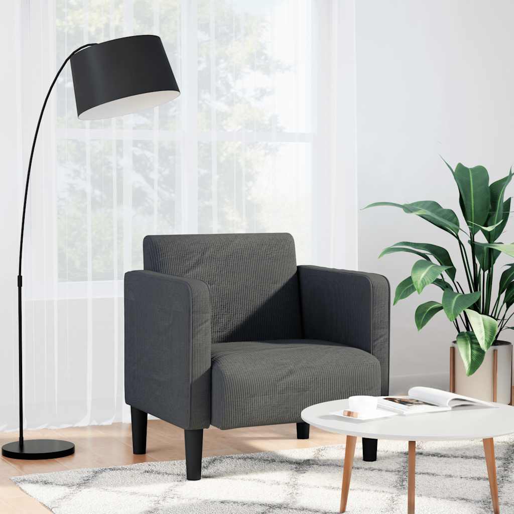 sofastol med armlæn 54 cm fløjlsstof mørkegrå