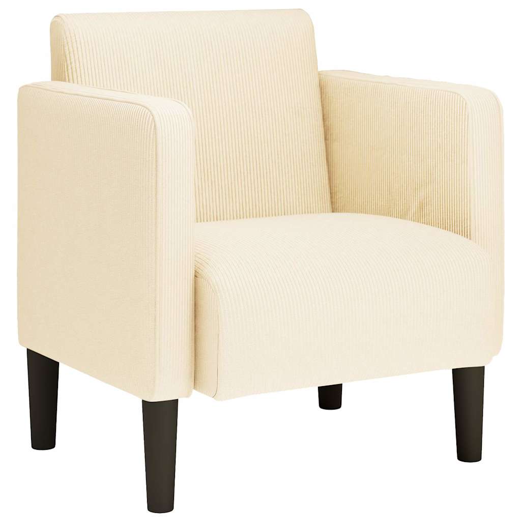 sofastol med armlæn 54 cm fløjlsstof cremefarvet