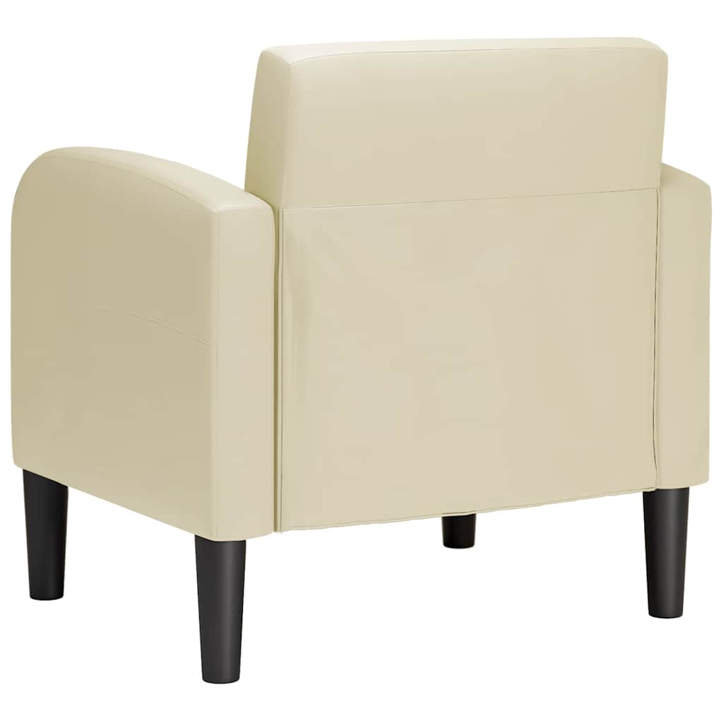 sofastol med armlæn 54 cm kunstlæder cremefarvet