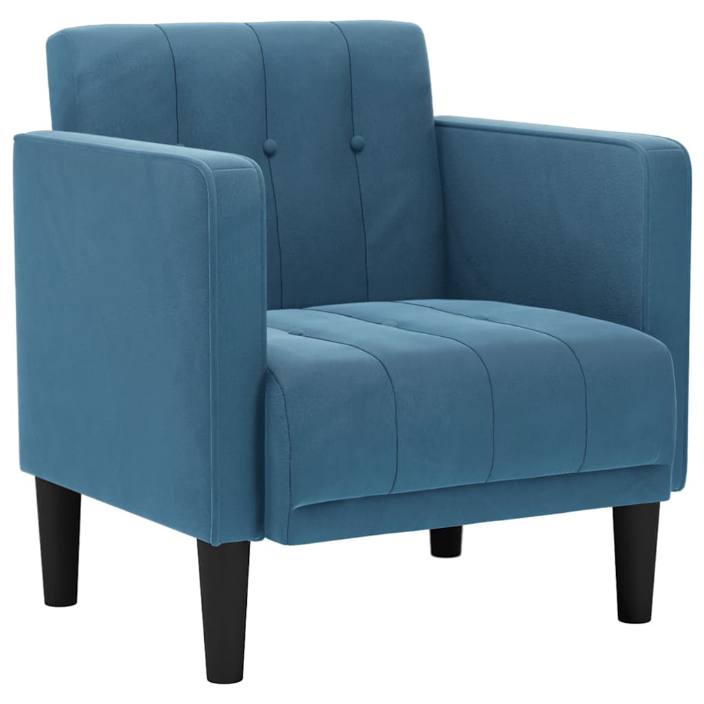 sofastol med armlæn 53 cm velour blå