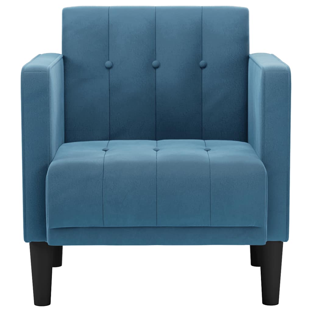 sofastol med armlæn 53 cm velour blå
