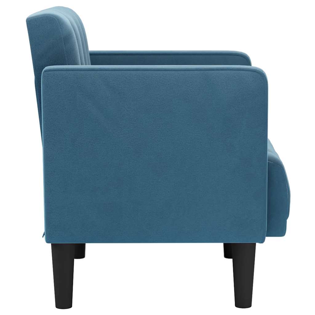 sofastol med armlæn 53 cm velour blå
