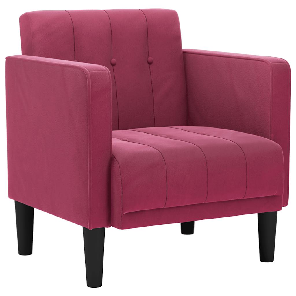 sofastol med armlæn 53 cm fløjl vinrød