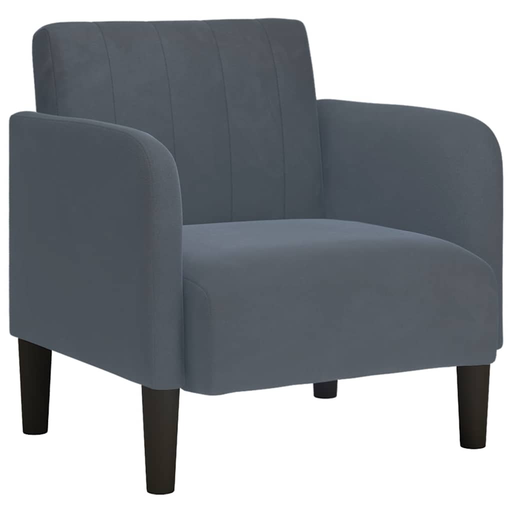 sofastol med armlæn 54 cm fløjl mørkegrå