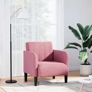 sofastol med armlæn 54 cm fløjl lyserød