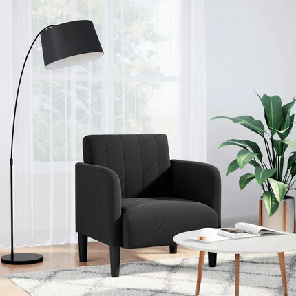 sofastol med armlæn 54 cm fløjl sort