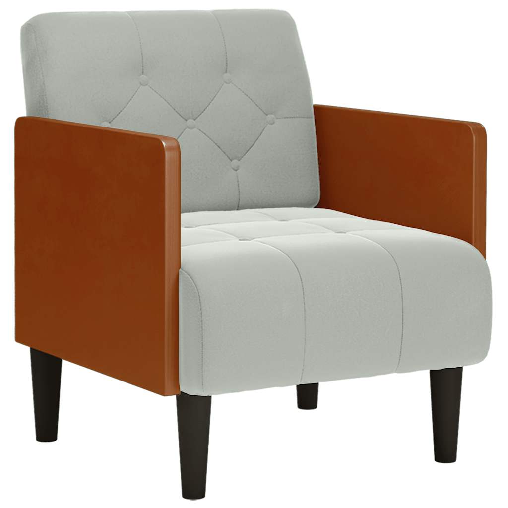 sofastol med armlæn 55 cm fløjl lysegrå