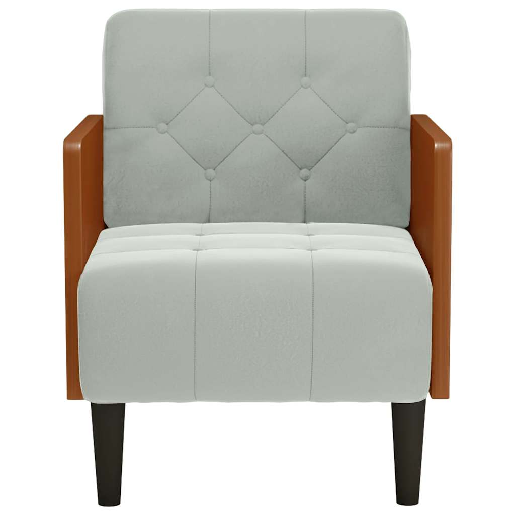 sofastol med armlæn 55 cm fløjl lysegrå