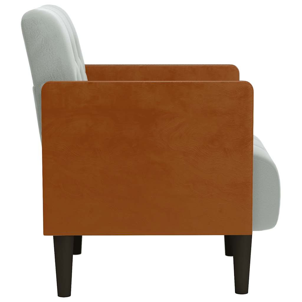 sofastol med armlæn 55 cm fløjl lysegrå