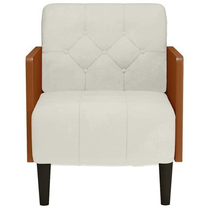 sofastol med armlæn 55 cm fløjl cremefarvet