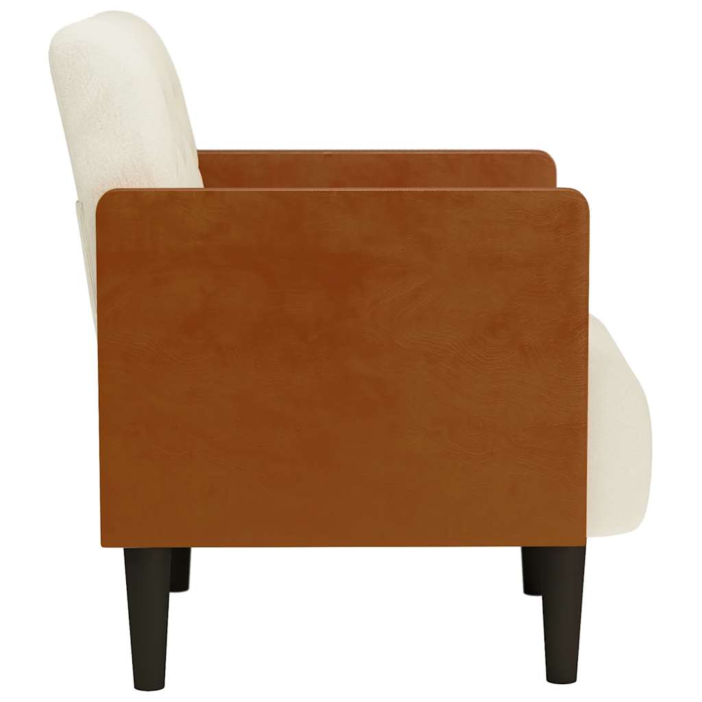 sofastol med armlæn 55 cm fløjl cremefarvet